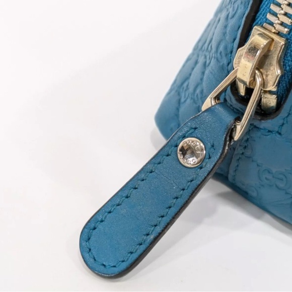 Authentic Gucci micro GG sima Pouch Purse blue green leather - Picture 15 of 16